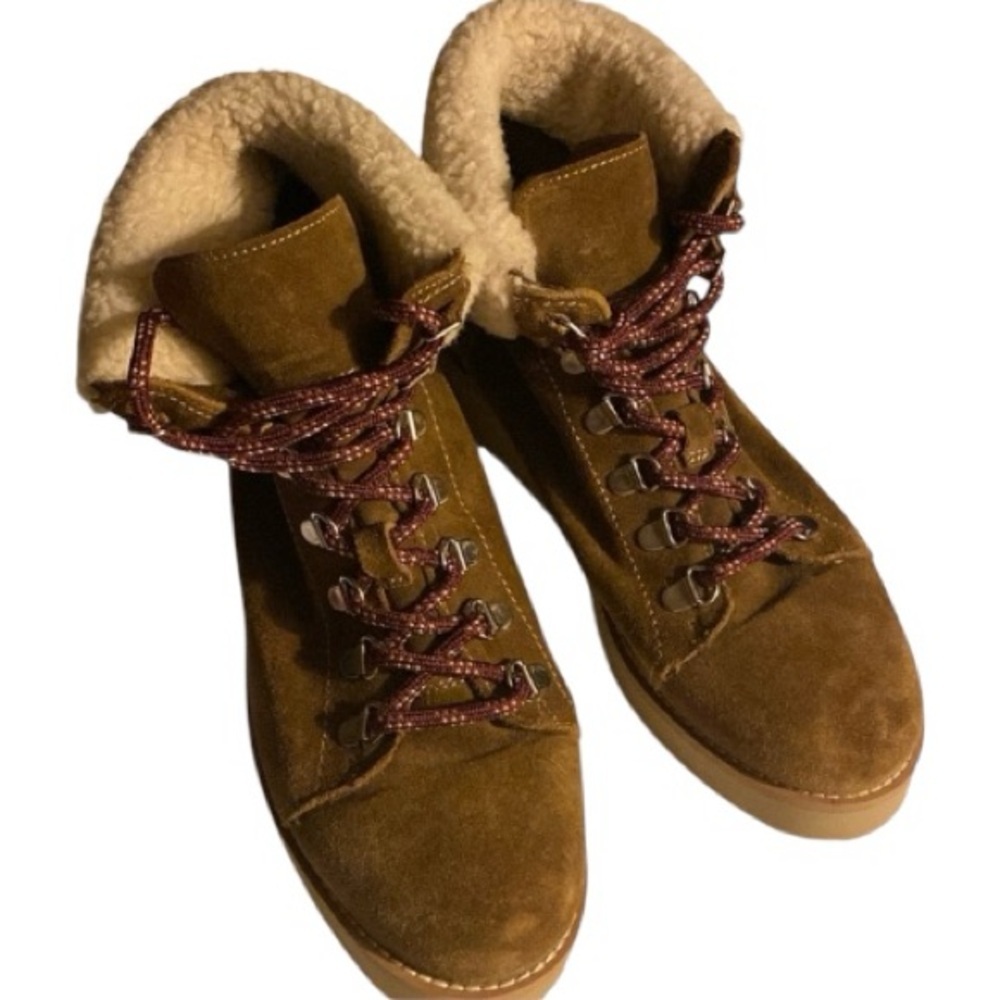 Sam Edelman Boots, Hiking Boots, Suede Leather, Sherpa, Sz 7.5, Gorpcore